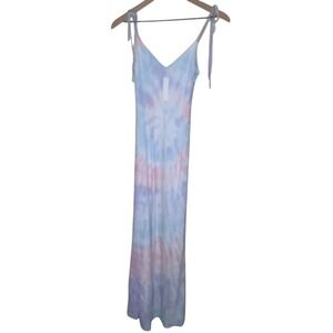 Dannijo Dress Womens XS Pastel Tie Dye Maxi‎ Spaghetti Strap Summer Boho Linen